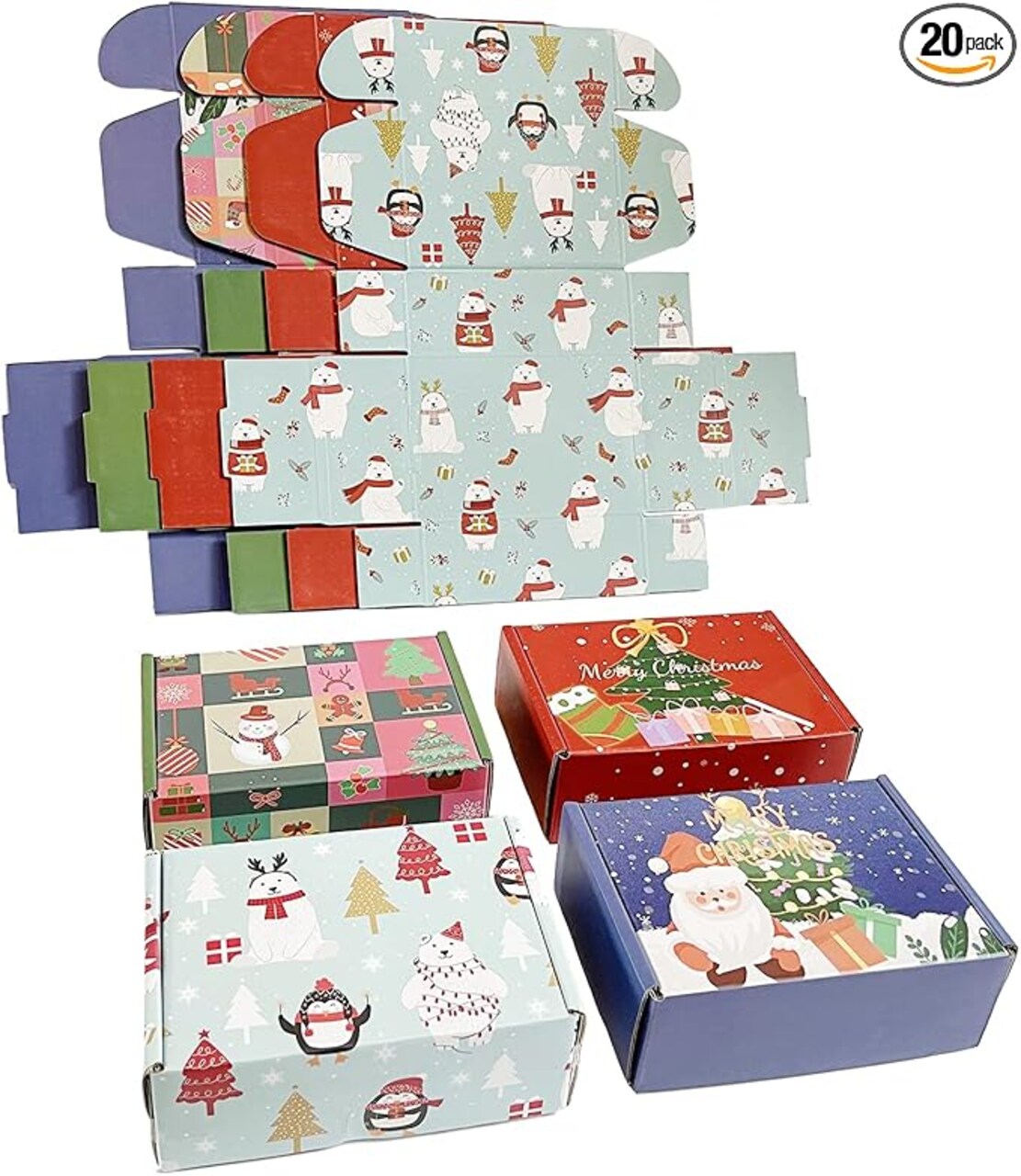 20 Pack 6x4x2 Inch Small Shipping Boxes Christmas Gift Box with Lid, Thick Recyclable Corrugated Cardboard Gift Mailing Boxes for Gift Packaging Small Business